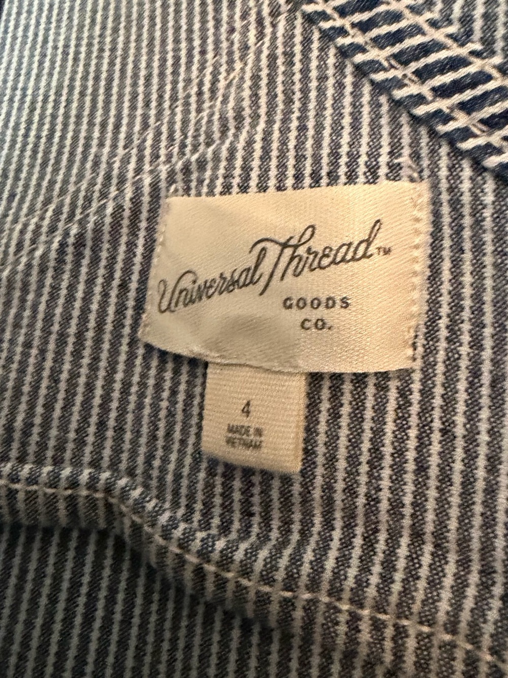 Universal Thread Blue & White Striped Denim Short Overalls - Picture 12 of 15